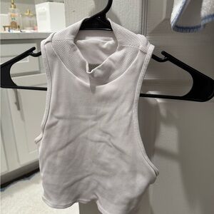 White Sleeveless Ribbed Women's Top
